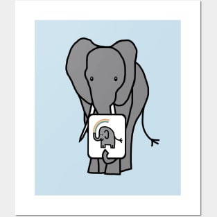 Animals Self Portrait Cute Elephant Rainbow Posters and Art